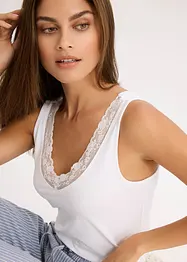 Linne med ekologisk bomull och spets (2-pack), bonprix