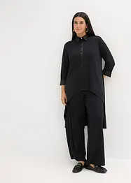 Jerseyblus med satinbesättningar, bonprix