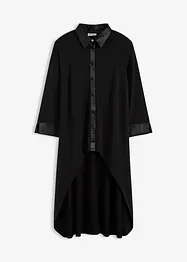 Jerseyblus med satinbesättningar, bonprix