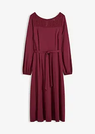 Klänning i stabilt material med spets, bonprix