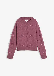 Finstickad cardigan med rosetter, bonprix