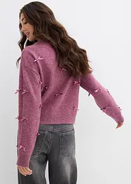 Finstickad cardigan med rosetter, bonprix