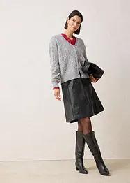 Hålmönstrad cardigan i bomull och ull, bonprix