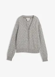 Hålmönstrad cardigan i bomull och ull, bonprix