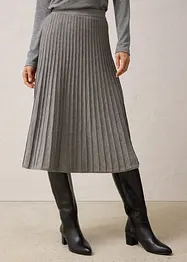 Stickad kjol med merinoull, bonprix