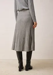 Stickad kjol med merinoull, bonprix