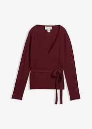 Omlottcardigan i bomull och merinoull, bonprix