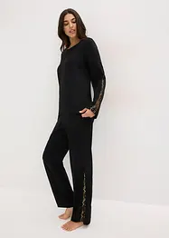 Pyjamas med skir, glittrig spets, bonprix