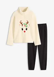 Fleecebyxa och tröja i teddymaterial, bonprix