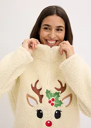 Fleecebyxa och tröja i teddymaterial, bonprix