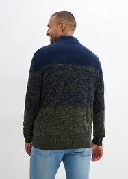 Grovstickad tröja med krage och dragkedja, bonprix