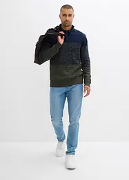 Grovstickad tröja med krage och dragkedja, bonprix