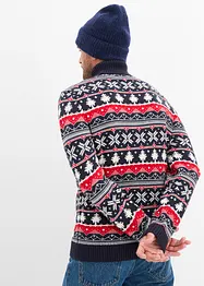 Stickad tröja med lusemönster och polokrage, bonprix