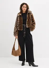 Vid trikåbyxa med kontrasterande linning, bonprix