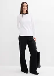 Långärmad topp i viskosmix med kontrasterande krage, bonprix