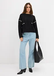 Grovstickad tröja med flätmönster, bonprix