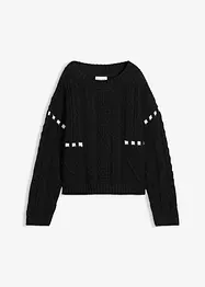 Grovstickad tröja med flätmönster, bonprix