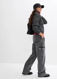 Tröja med krage och dragkedja i mjuk materialmix, bonprix