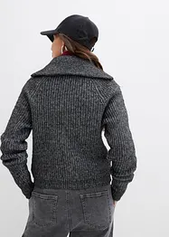 Tröja med krage och dragkedja i mjuk materialmix, bonprix