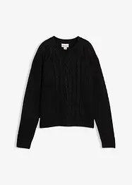 Grovstickad tröja med flätmönster, bonprix