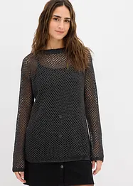 Hålmönstrad tröja med glittergarn, bonprix