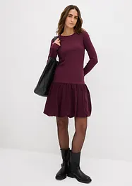 Trikåklänning med ballongformad kjoldel, bonprix