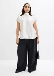 Blustopp i satin med hög krage, bonprix