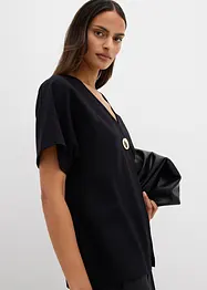 Bekväm Punto di Roma-väst med dekorativ knapp, bonprix