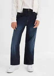 Fodrade jeans med jerseyfoder och vida ben, Mid Waist, bonprix