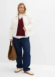 Stickad tröja med V-ringning, bonprix