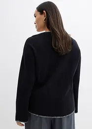 Cardigan i bomull och ull med kontrasterande detaljer, bonprix