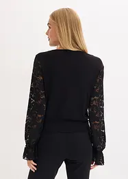 Långärmad topp med spets, bonprix