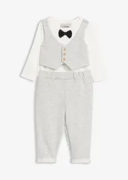 Body med väst, byxa och fluga i ekologisk bomull (3 delar), bonprix