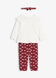 Långärmad topp, leggings och hårband för bebisar (3 delar), ekologisk bomull, bonprix
