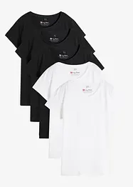 T-shirt med rund halsringning (5-pack), kortärmad, bonprix