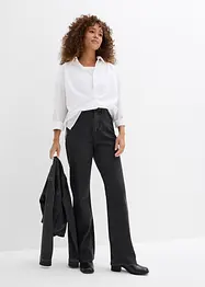 Loose Straight Jeans High Waist, med bekväm midja och strass, bonprix