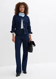 Loose Straight Jeans High Waist, med bekväm midja och strass, bonprix