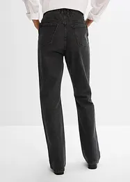 Loose Straight Jeans High Waist, med bekväm midja och strass, bonprix