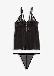 Negligé och stringtrosa (2 delar), bonprix