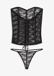 Korsett och stringtrosa av spets (2 delar), bonprix