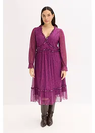 Jerseyklänning i midilängd och av mesh, bonprix