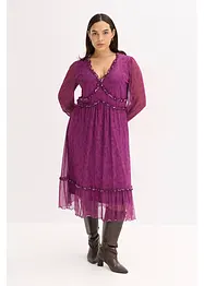 Jerseyklänning i midilängd och av mesh, bonprix