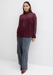 Skjortblus med satininfällning, bonprix