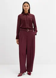 Skjortblus med satininfällning, bonprix