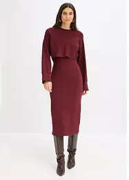 Stickad klänning och topp (2 delar), bonprix