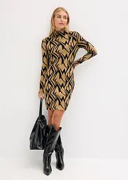 Stickad klänning i figurnära modell med ståkrage, bonprix