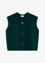 Stickad väst med dekorativa knappar, bonprix