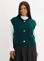 Stickad väst med dekorativa knappar, bonprix