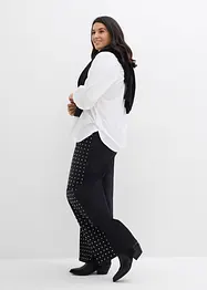 Loose Straight Jeans Mid Waist med strassapplikation, bonprix