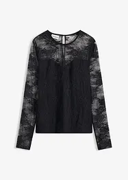 Långärmad topp i fin spets, bonprix
